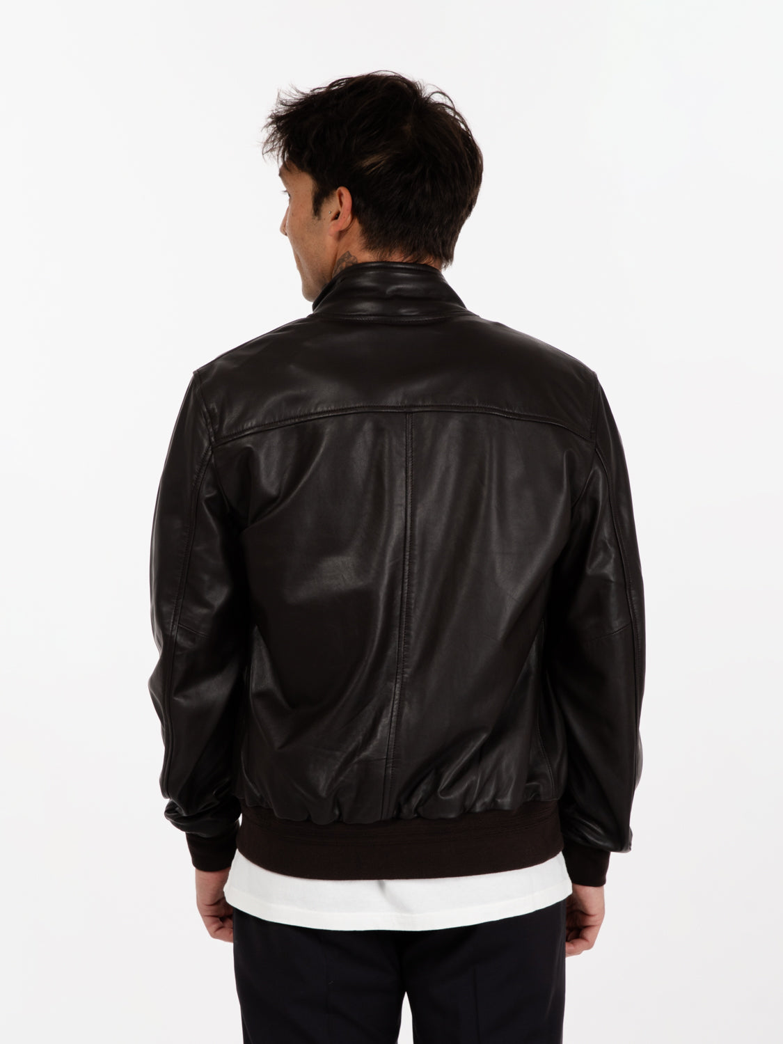 Dark brown lined nappa jacket