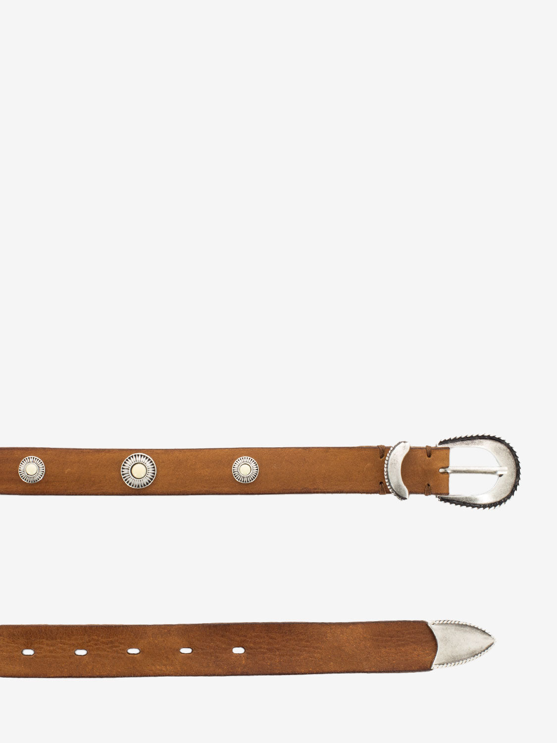 Brown leather belt with stones