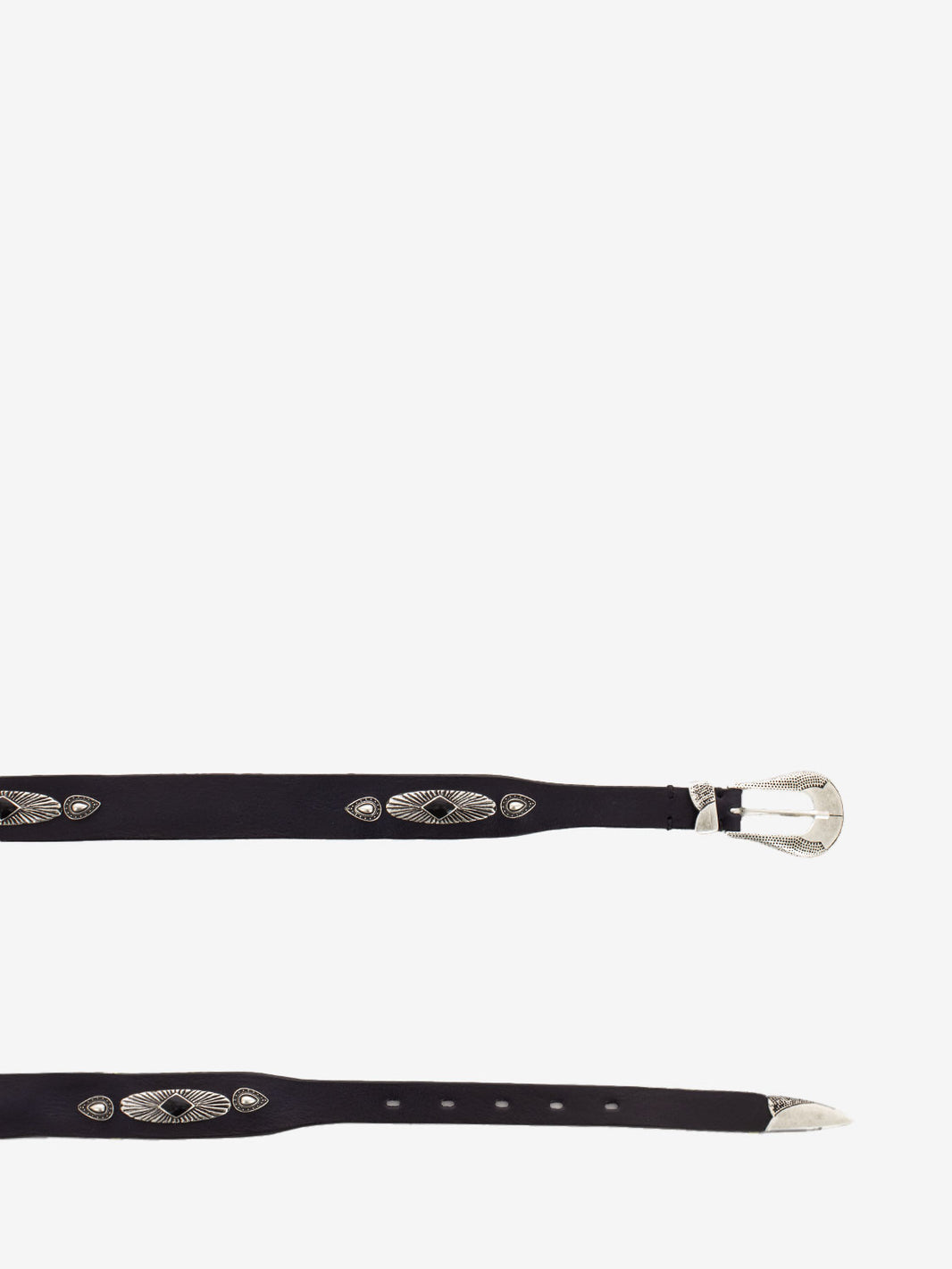 Black leather belt with stones