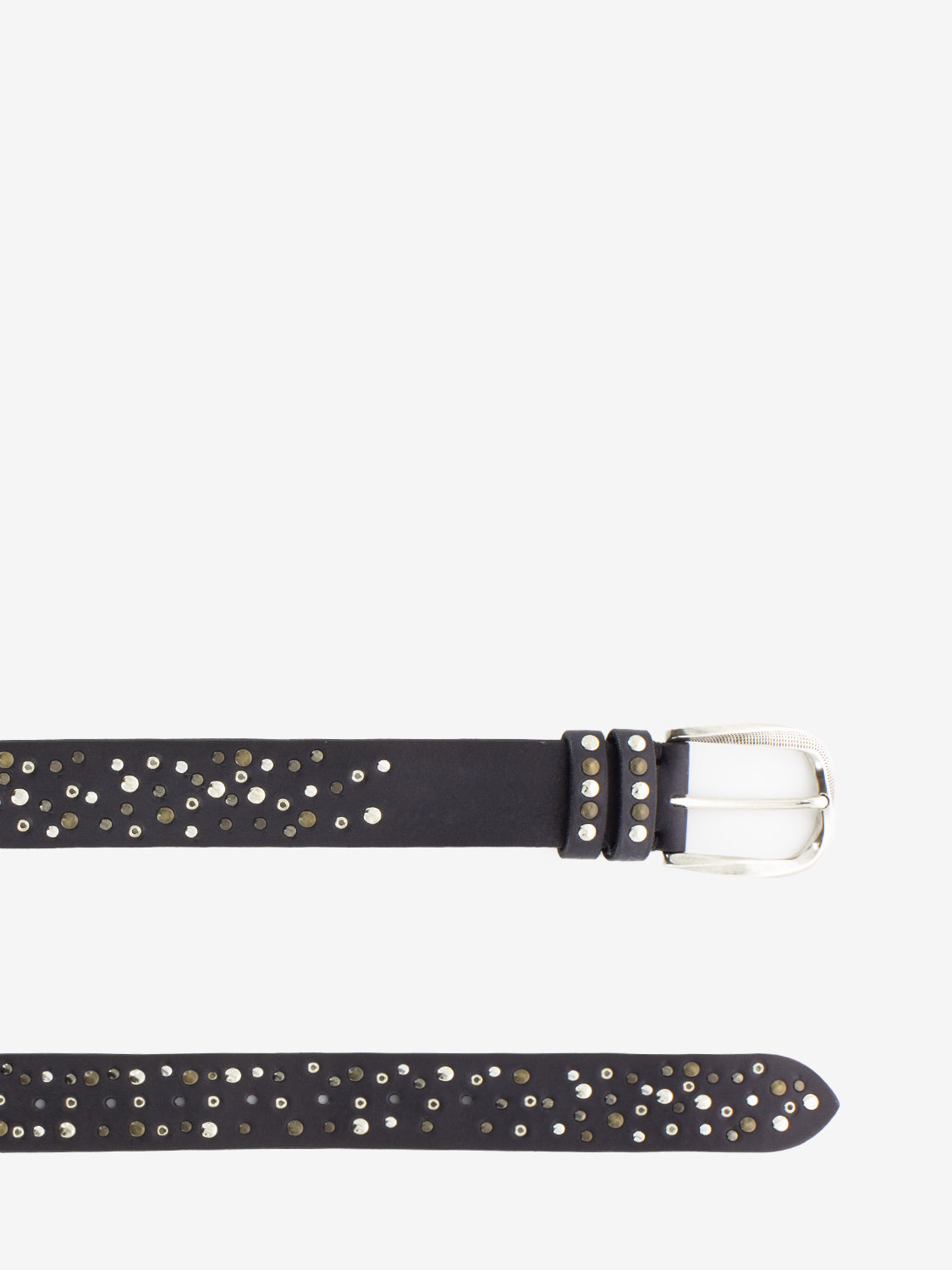 Dark Brown Studded Leather Belt