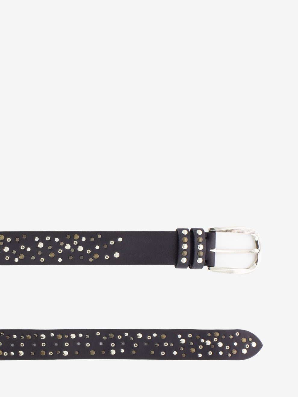 Dark Brown Studded Leather Belt