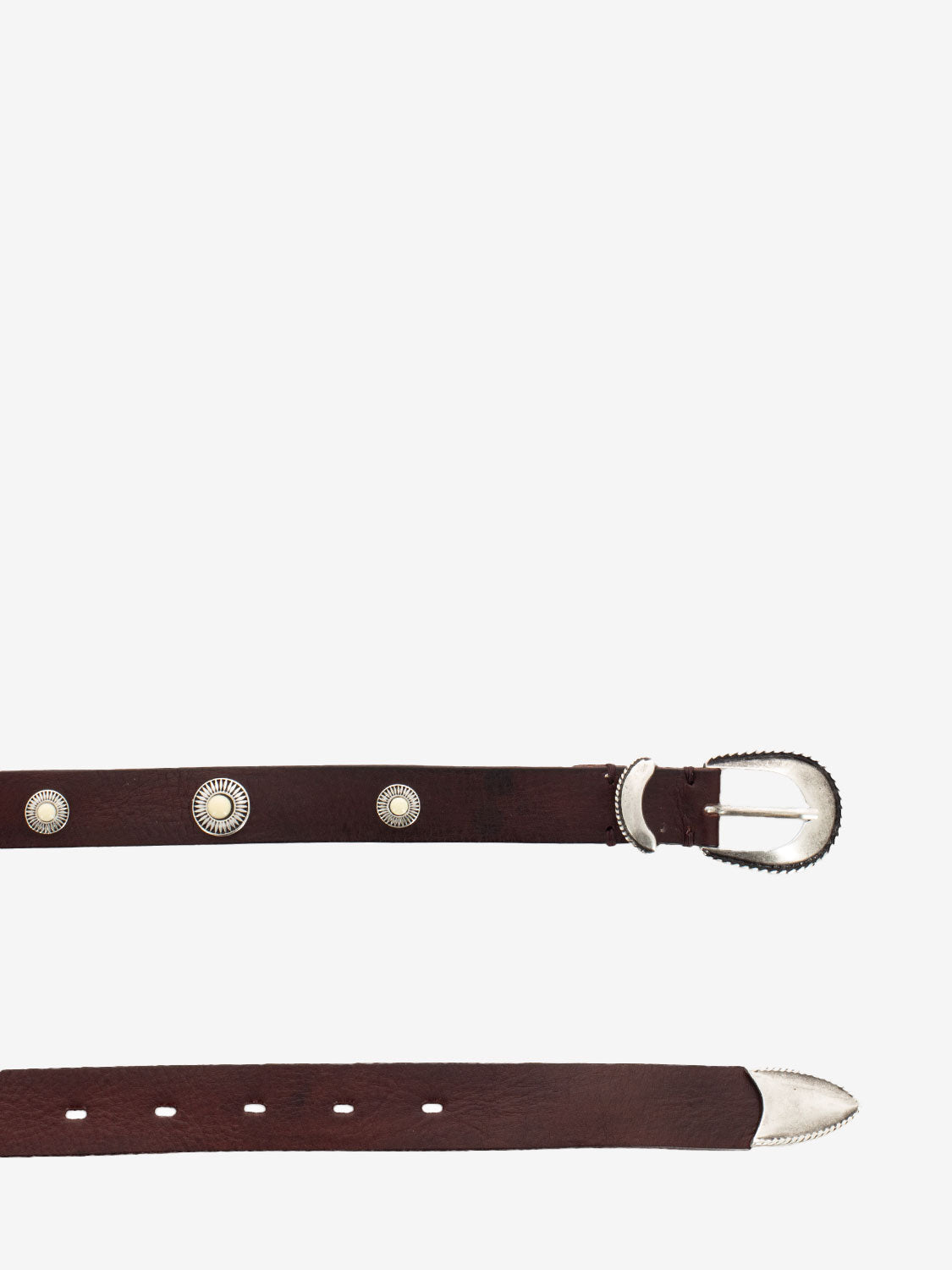 Leather belt with burgundy stones