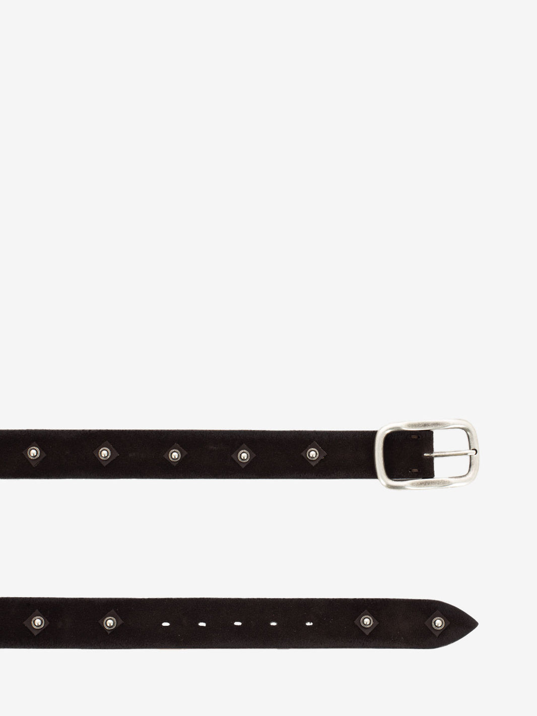 Suede belt with studs dark brown