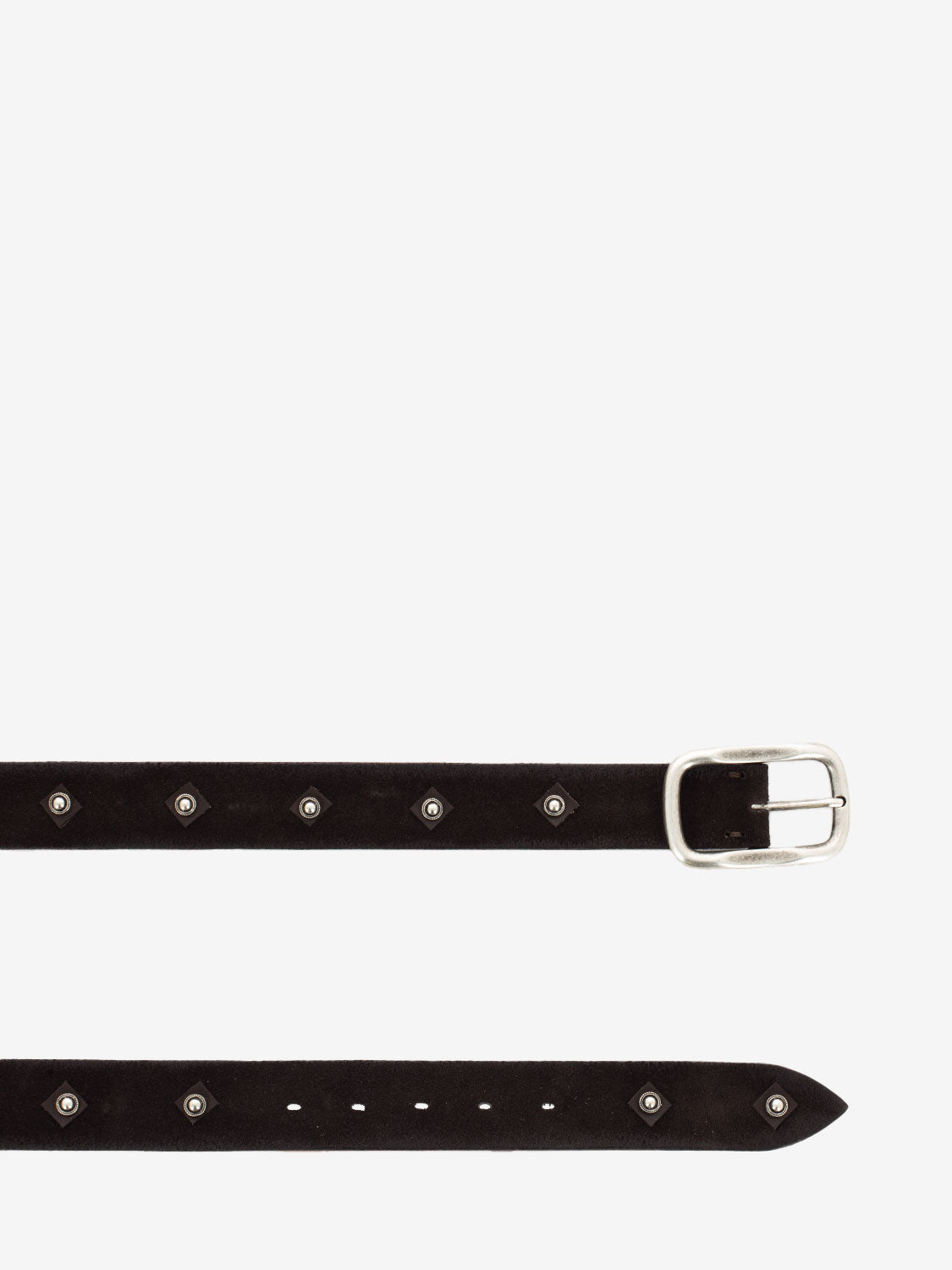 Suede belt with studs dark brown