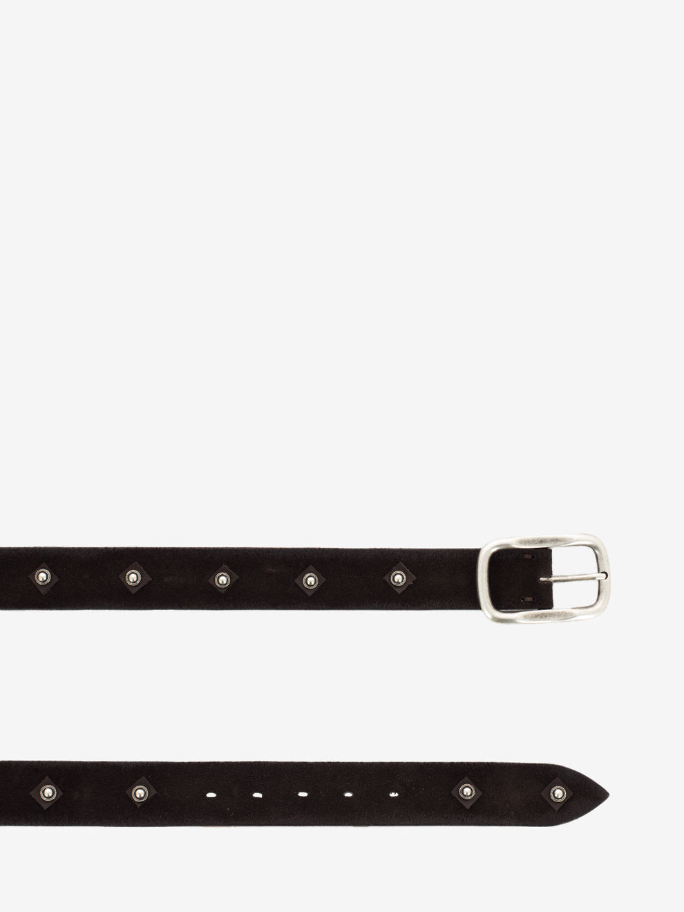 Suede belt with studs dark brown