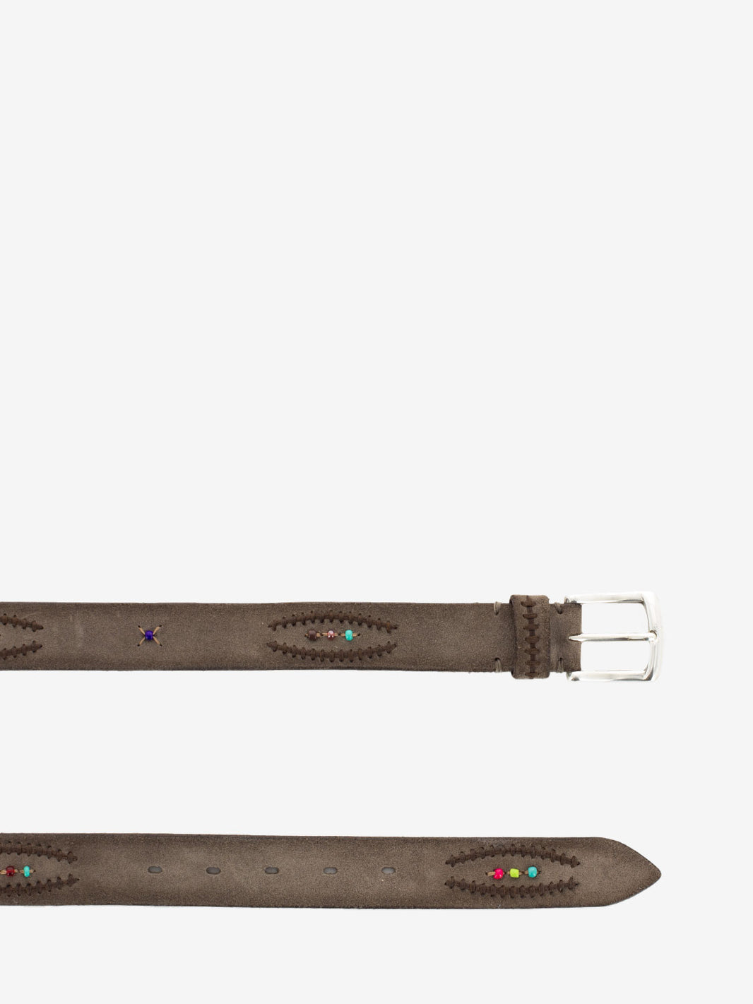 Brown Beaded Suede Belt