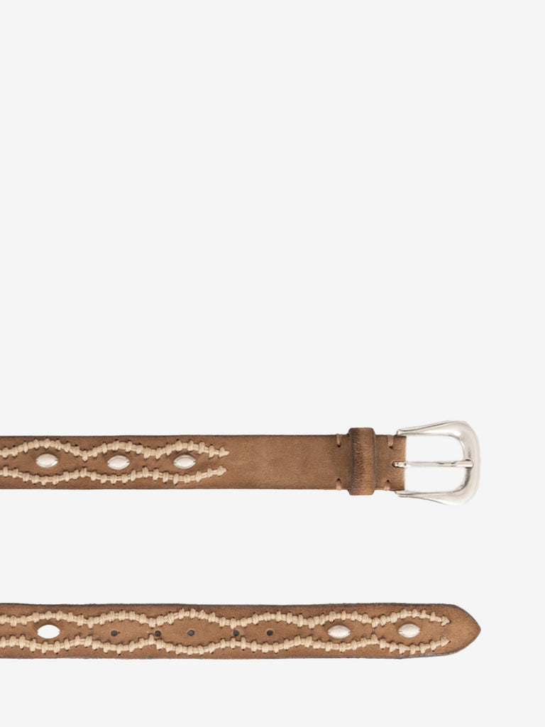 PUNTOVITA - Cintura scamosciata decori corda beige