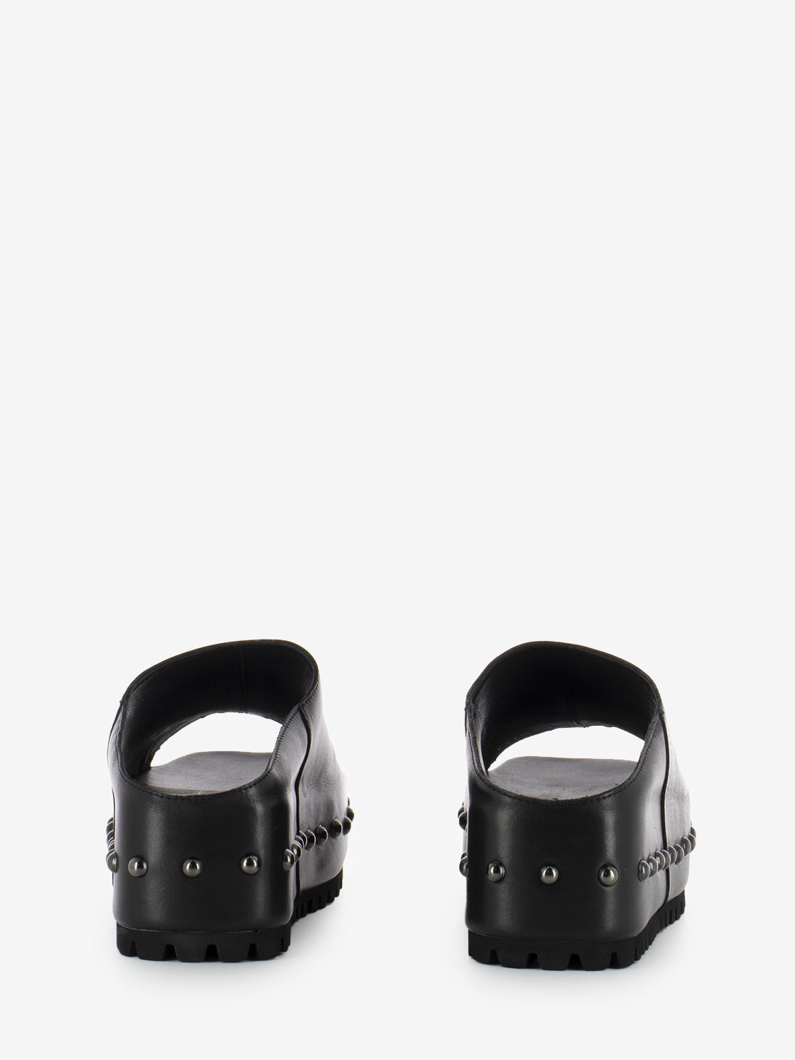 Black wedge slippers with studs