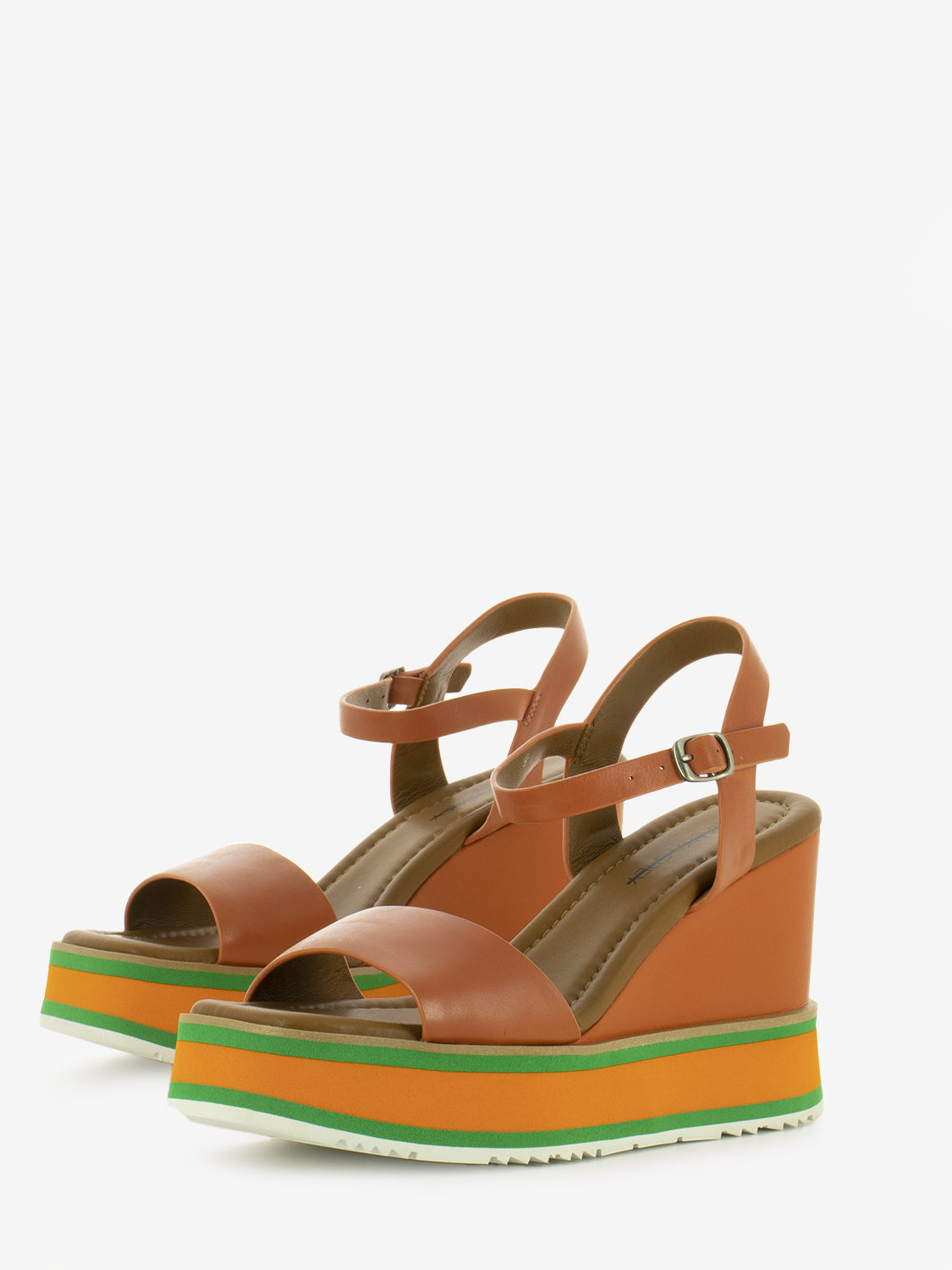 Orange/Green Wedge Sandals