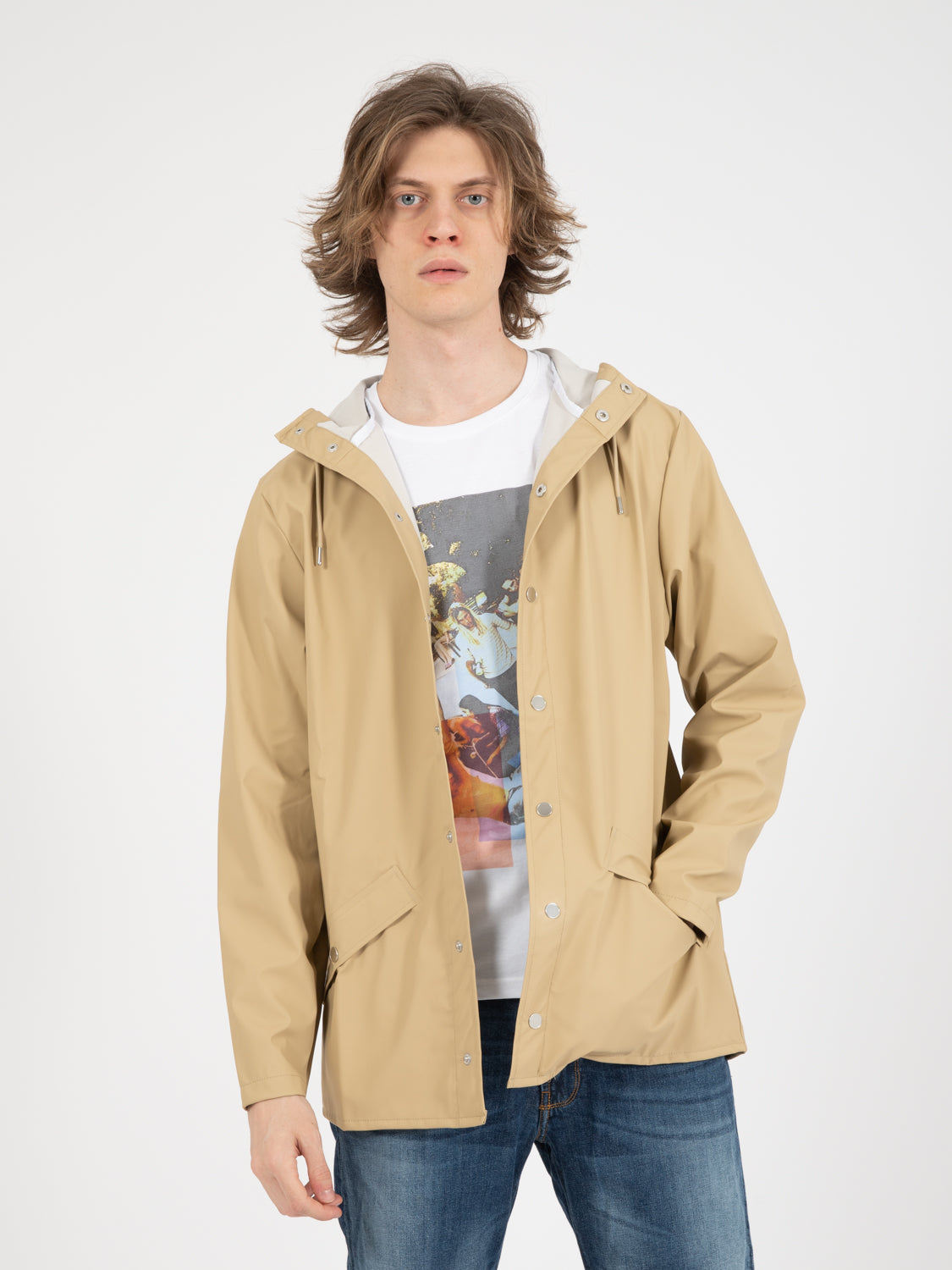Sand hooded rain jacket
