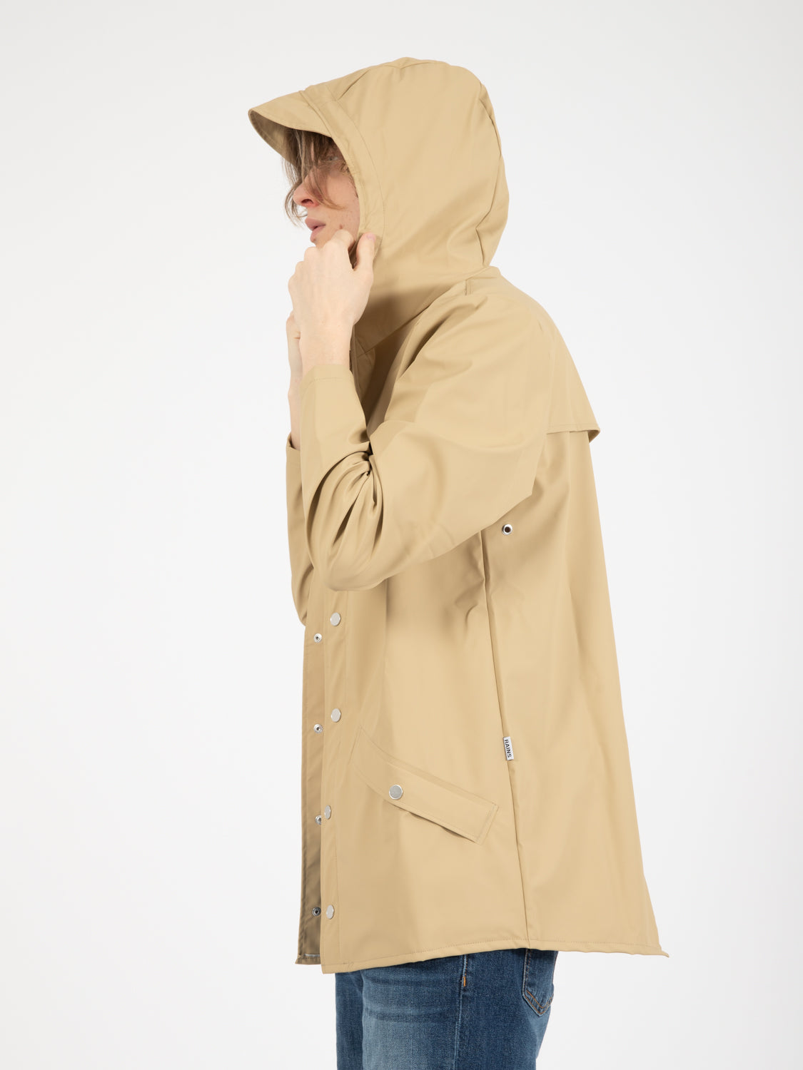 Sand hooded rain jacket