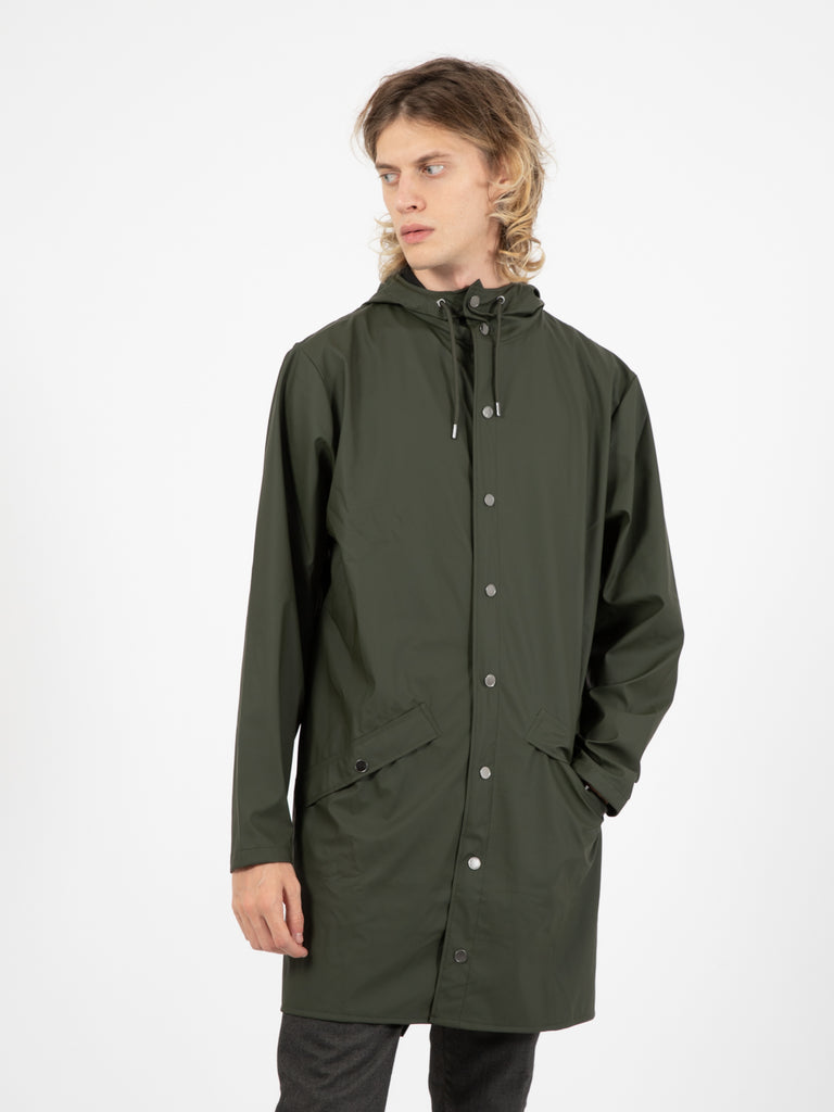 RAINS - Long jacket impermeabile green