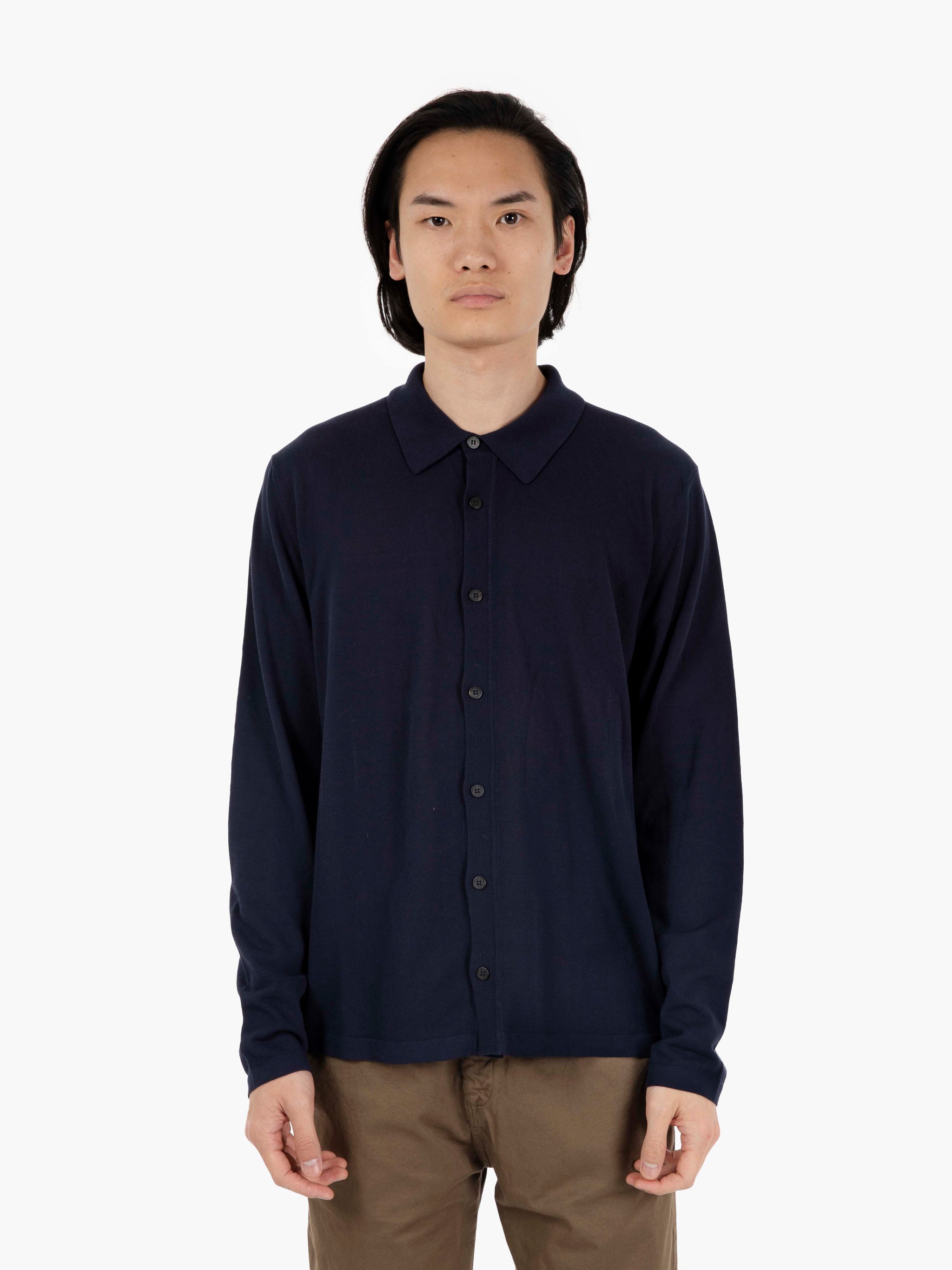 Camicia in maglia a maniche lunghe navy