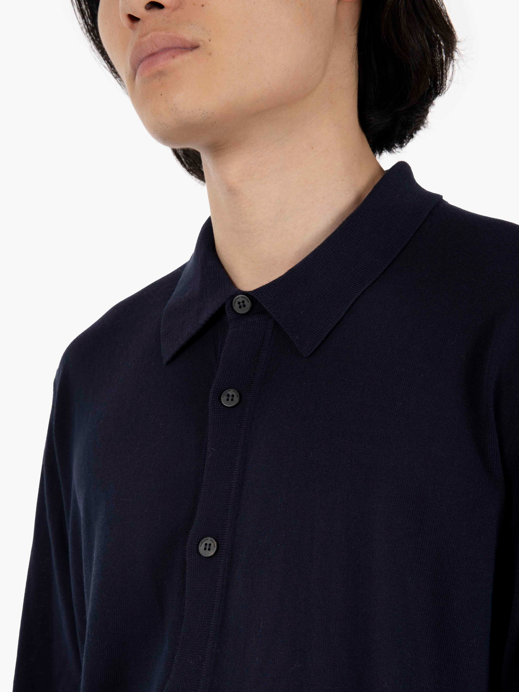 Camicia in maglia a maniche lunghe navy