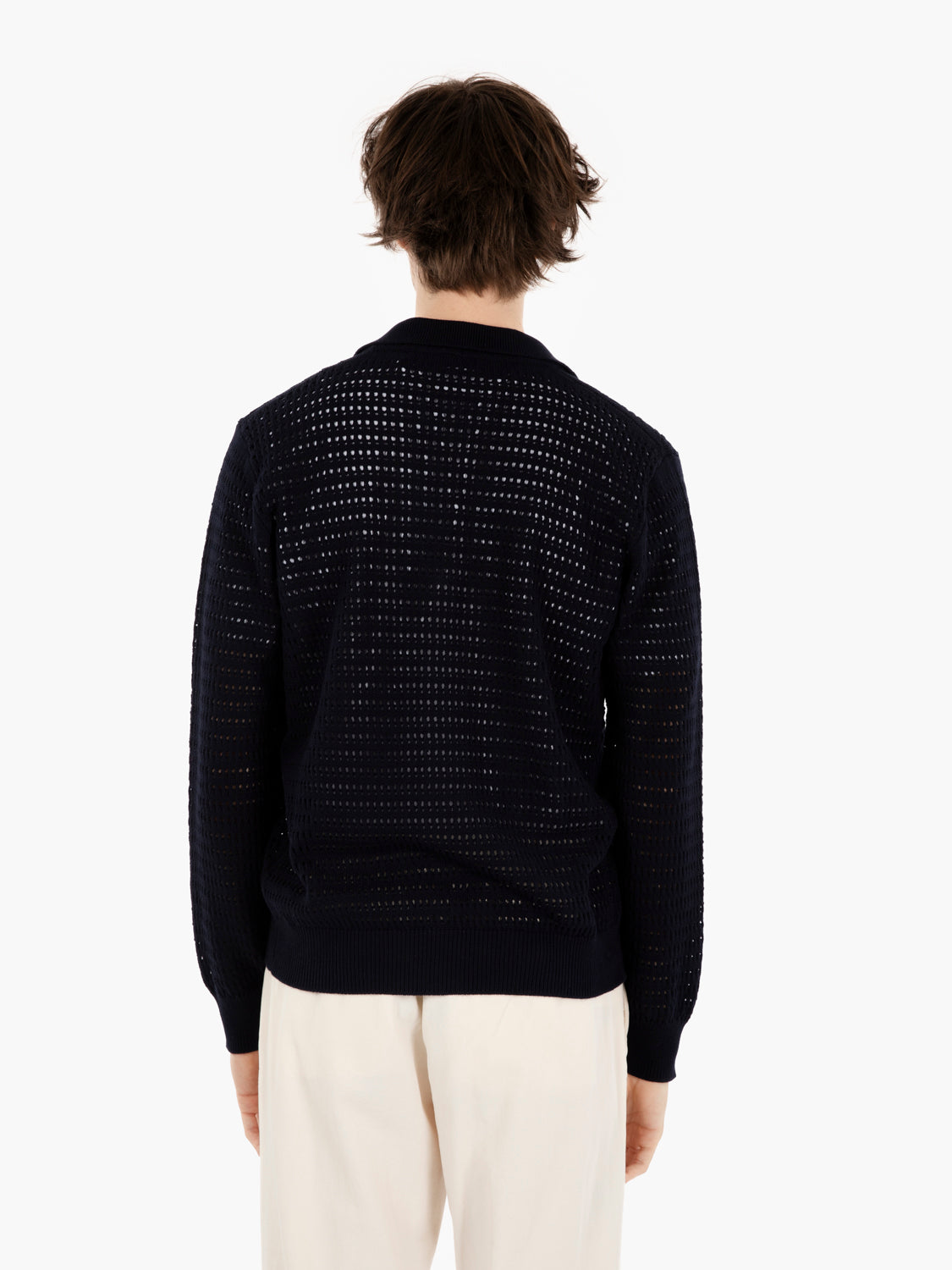 Cardigan punto rete navy