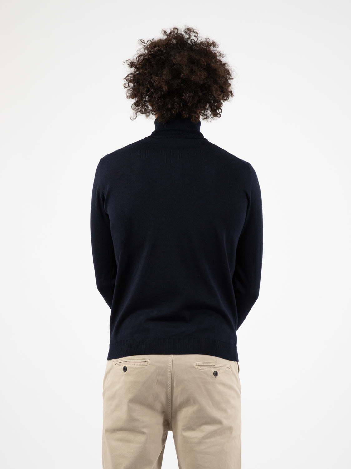 Navy extra fine merino wool turtleneck