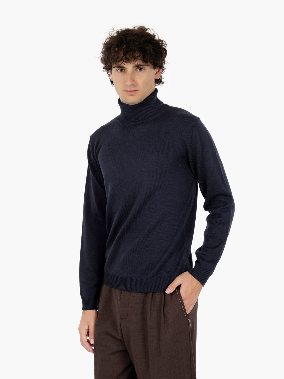 Navy merino wool turtleneck