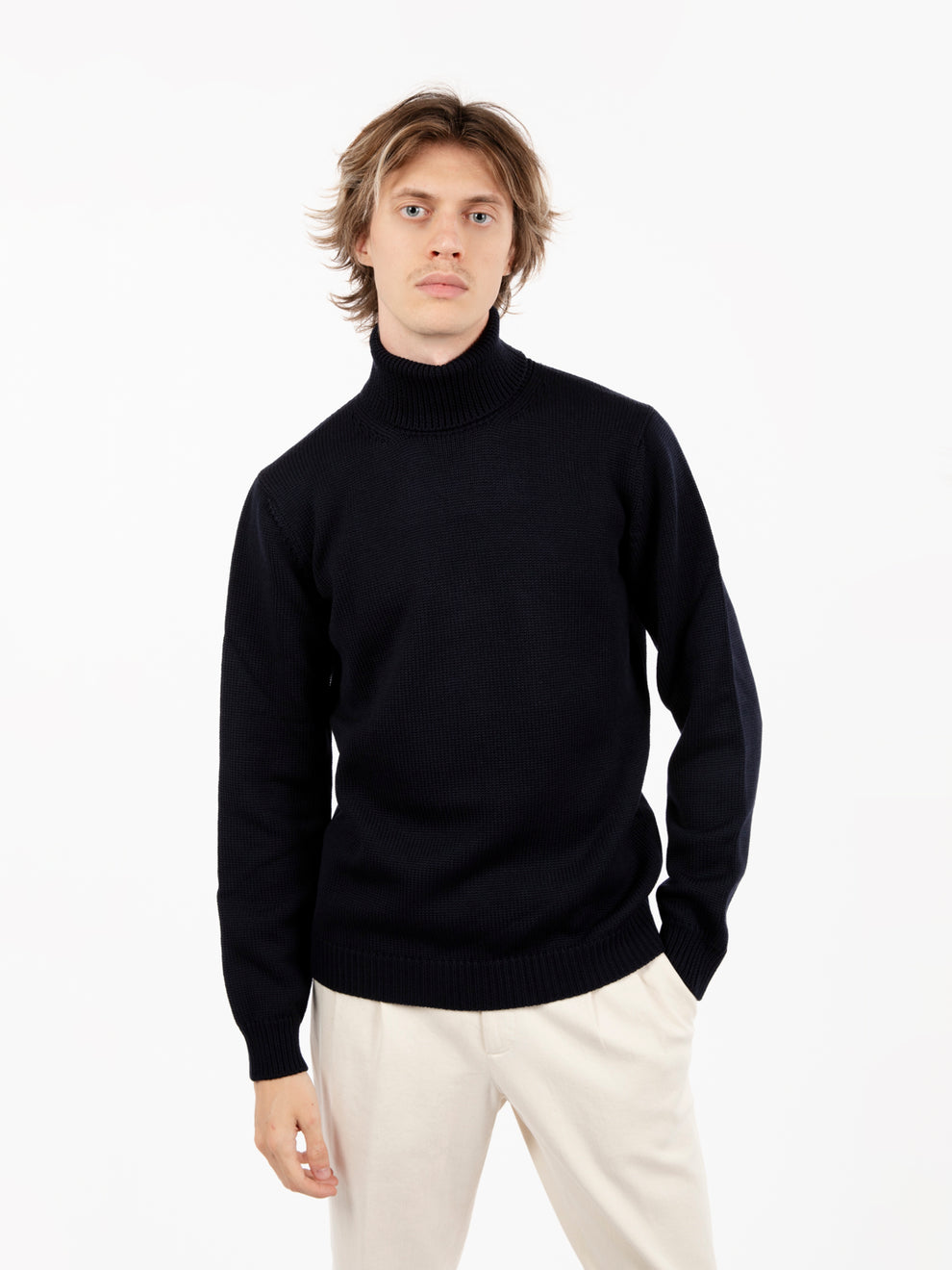 Navy wool turtleneck