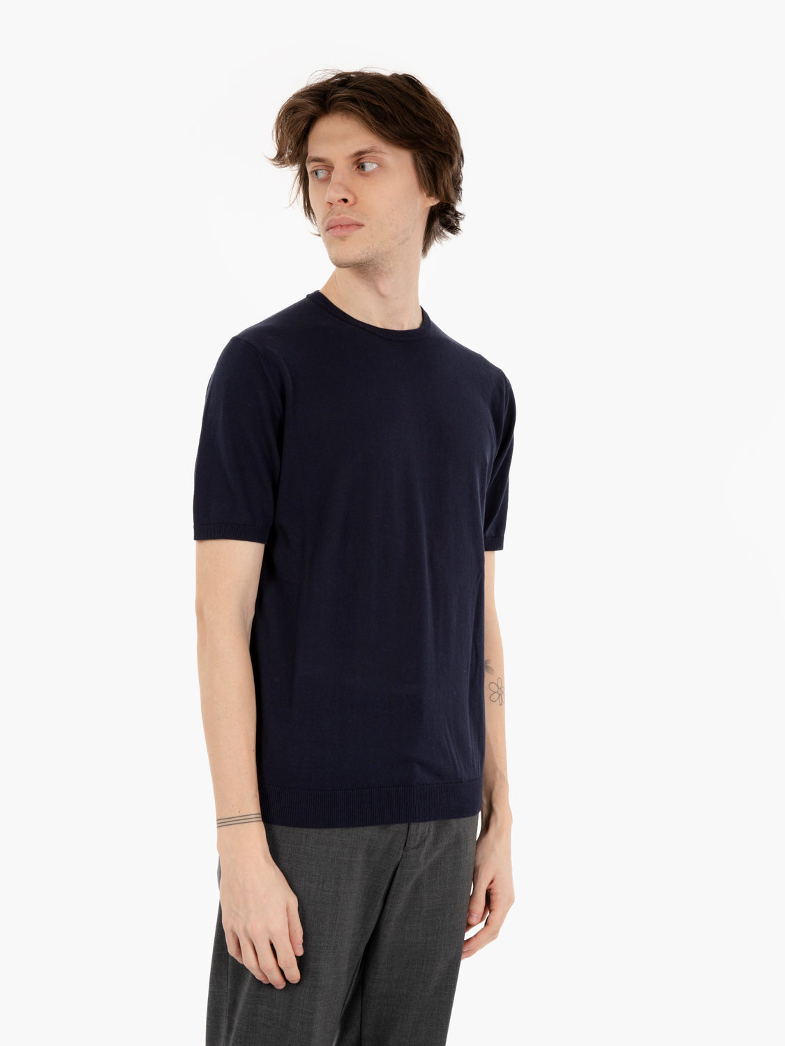 Maglia girocollo maniche corte blu