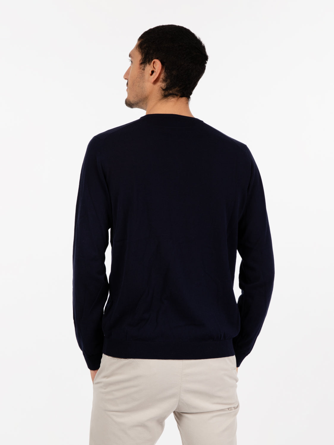 Maglia girocollo maniche lunghe blu navy