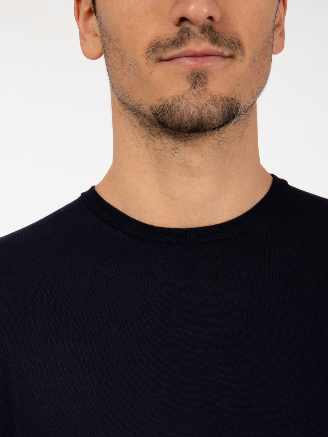 Maglia girocollo maniche lunghe blu navy