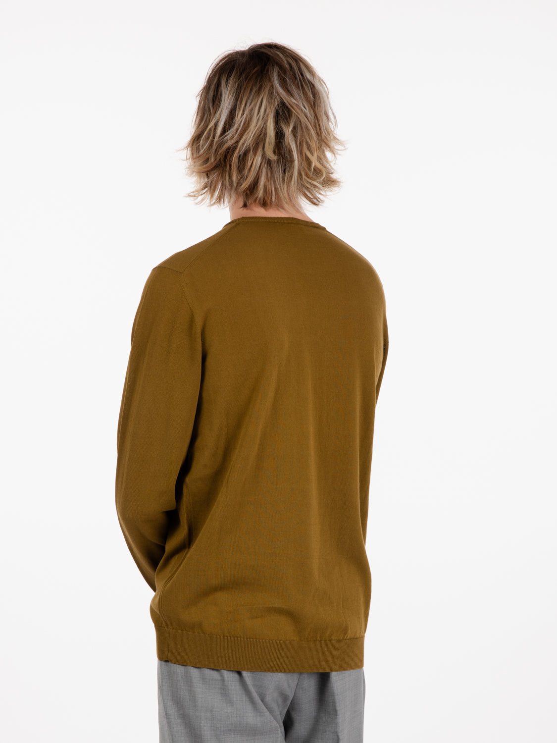 Maglia girocollo maniche lunghe verde militare
