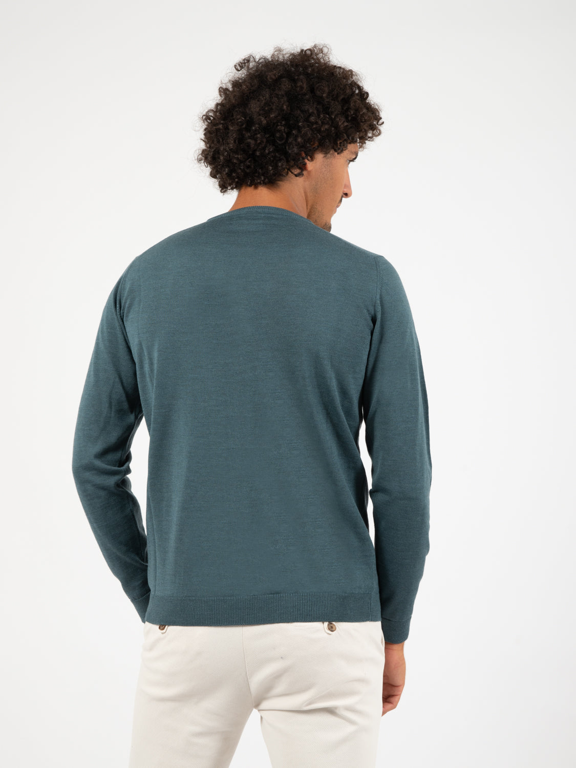 Maglioncino avio in lana merino extrafine