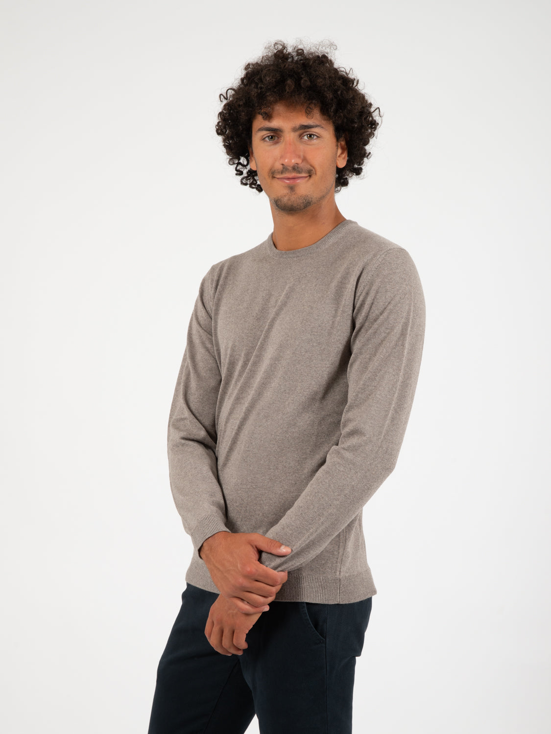 Maglioncino tortora in lana merino extrafine