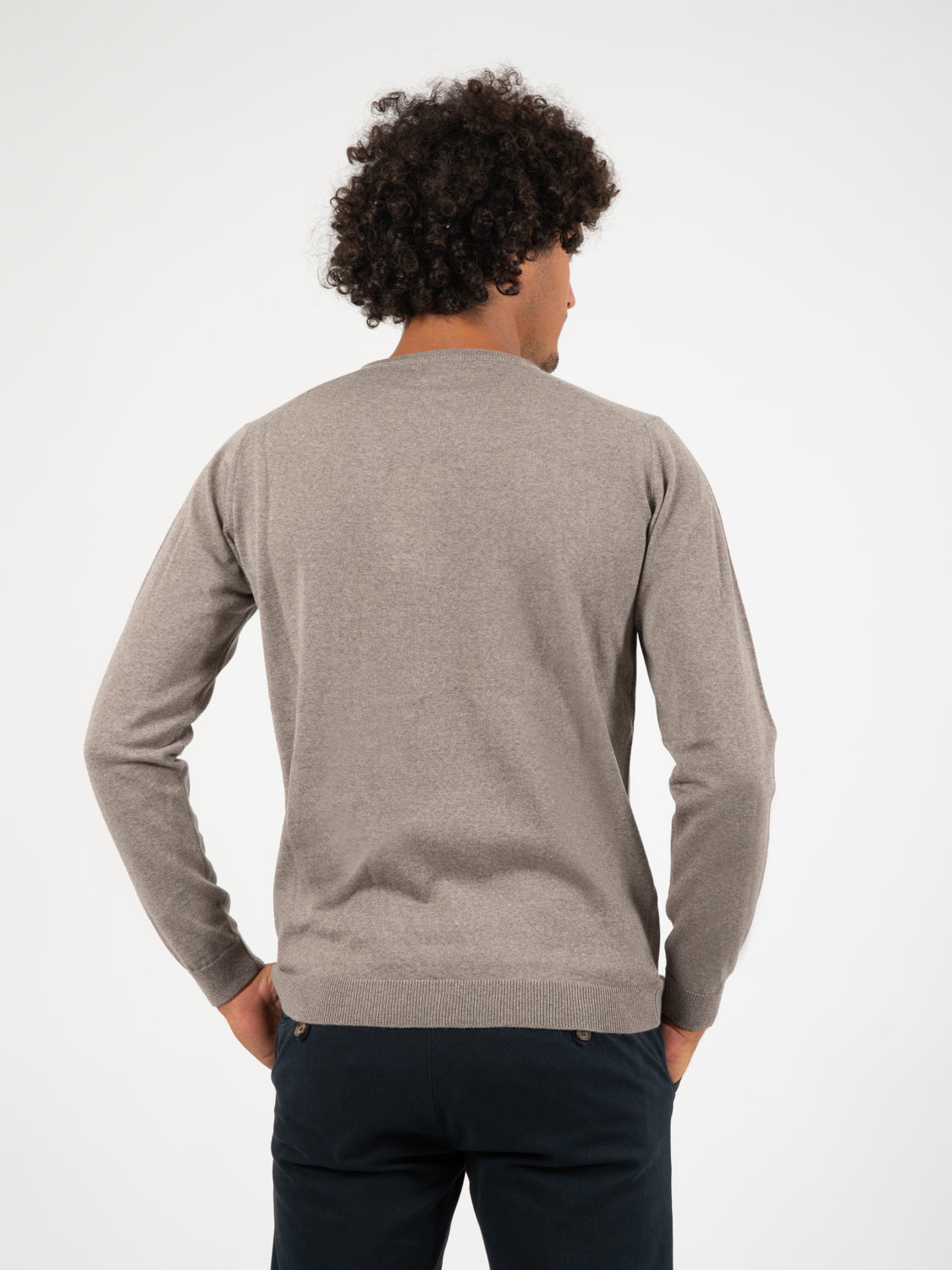 Maglioncino tortora in lana merino extrafine