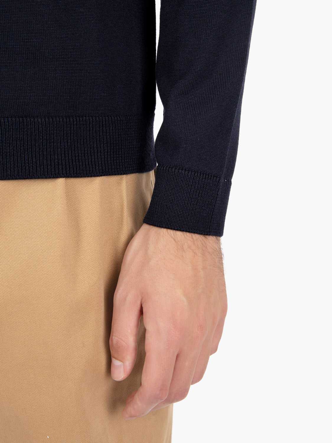 Maglione girocollo in lana merino navy