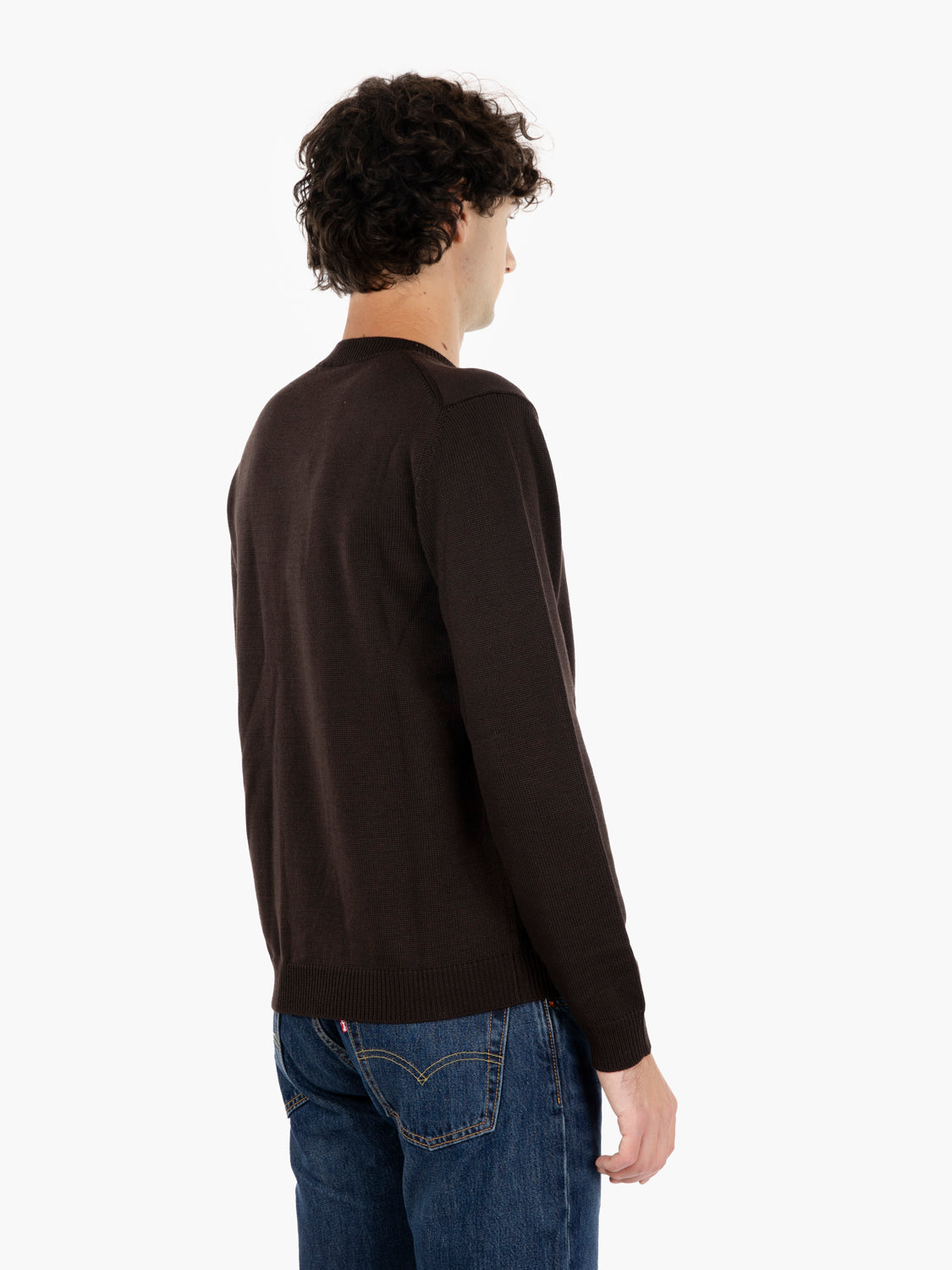 Maglione girocollo in lana moro