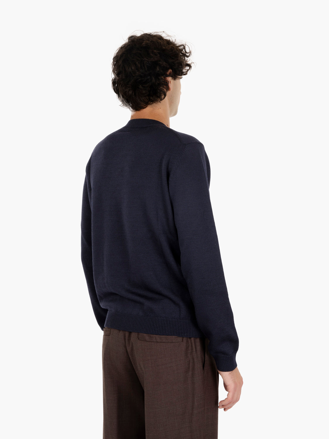 Maglione girocollo in lana navy