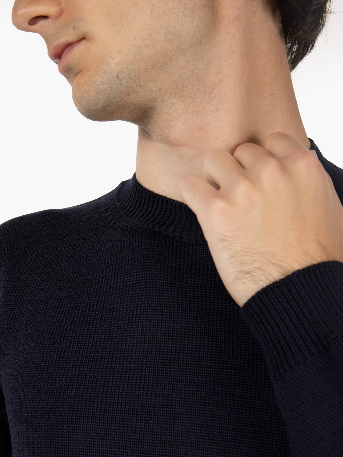 Maglione girocollo in lana navy