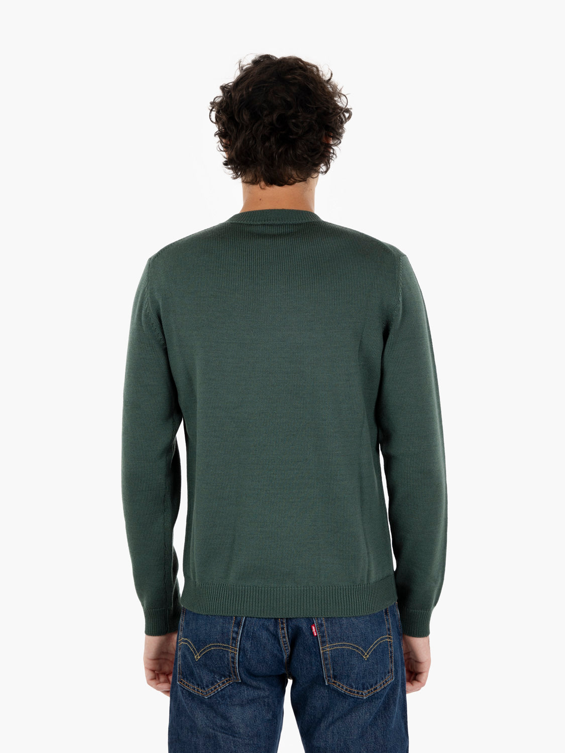Maglione girocollo in lana verde