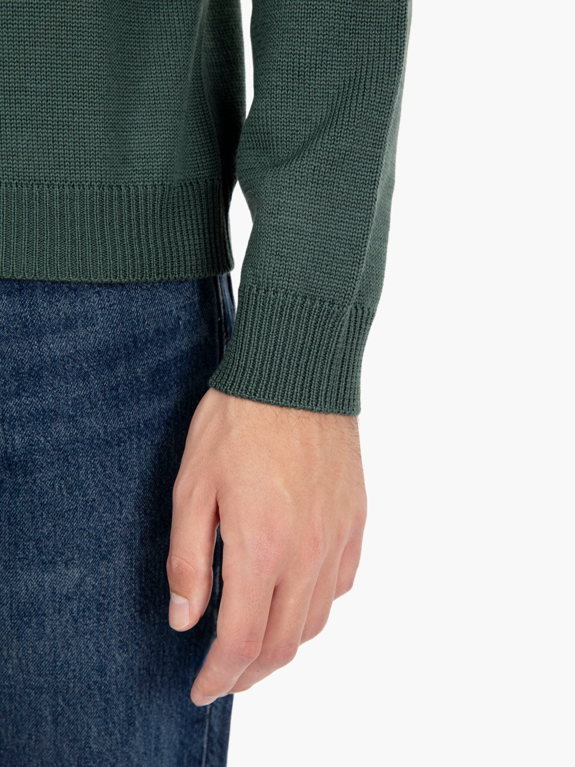 Maglione girocollo in lana verde