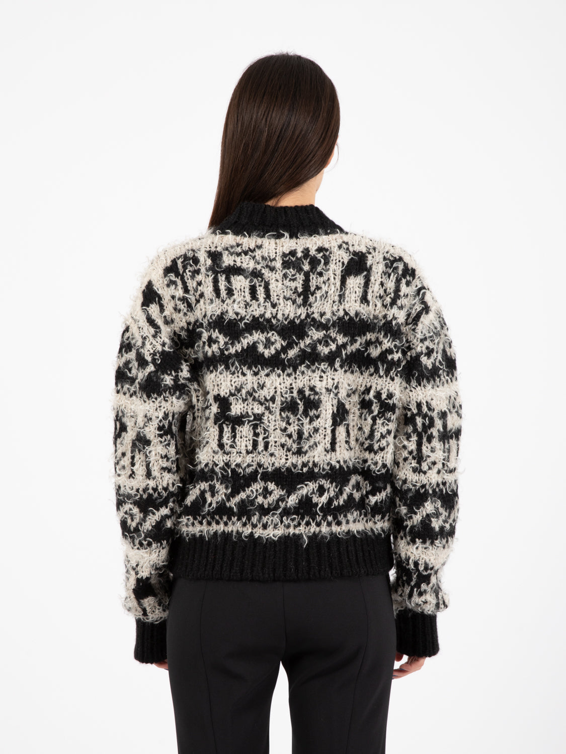 Maglione girocollo jacquard nero