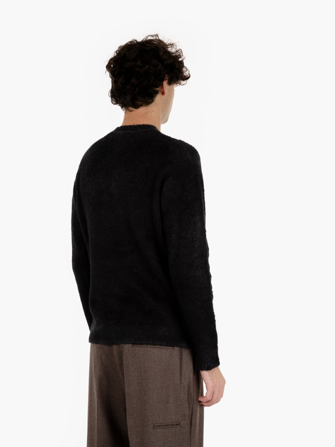 Maglione in cotone effetto pelo grigio nero