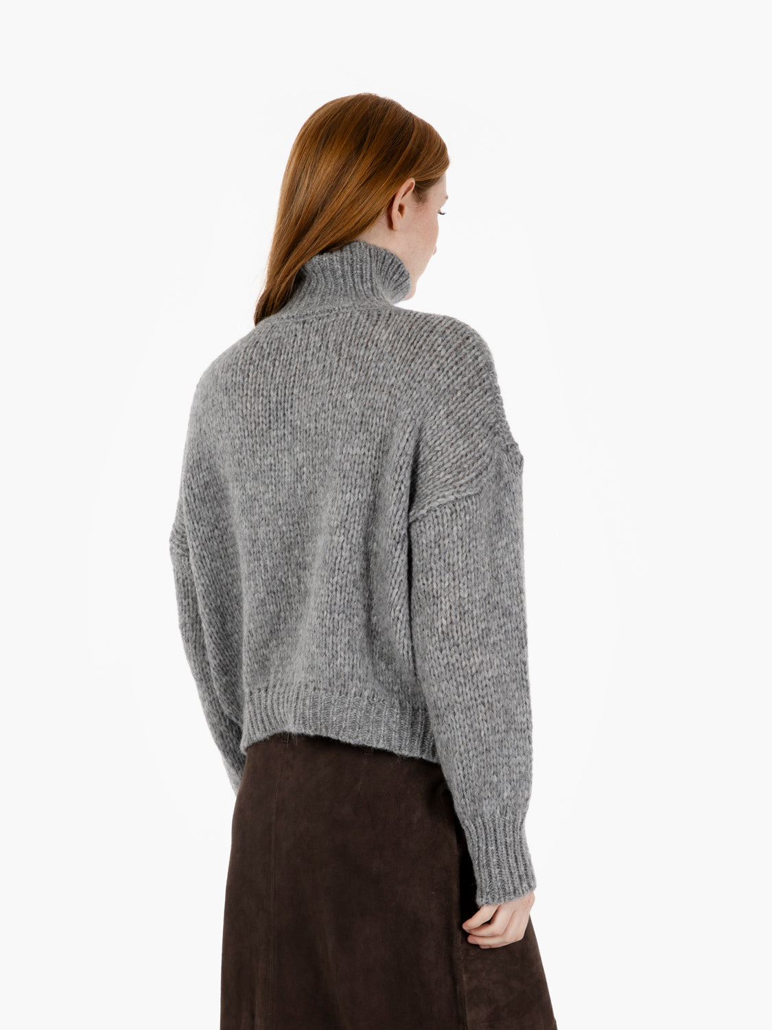 Maglione in lana a collo alto grigio