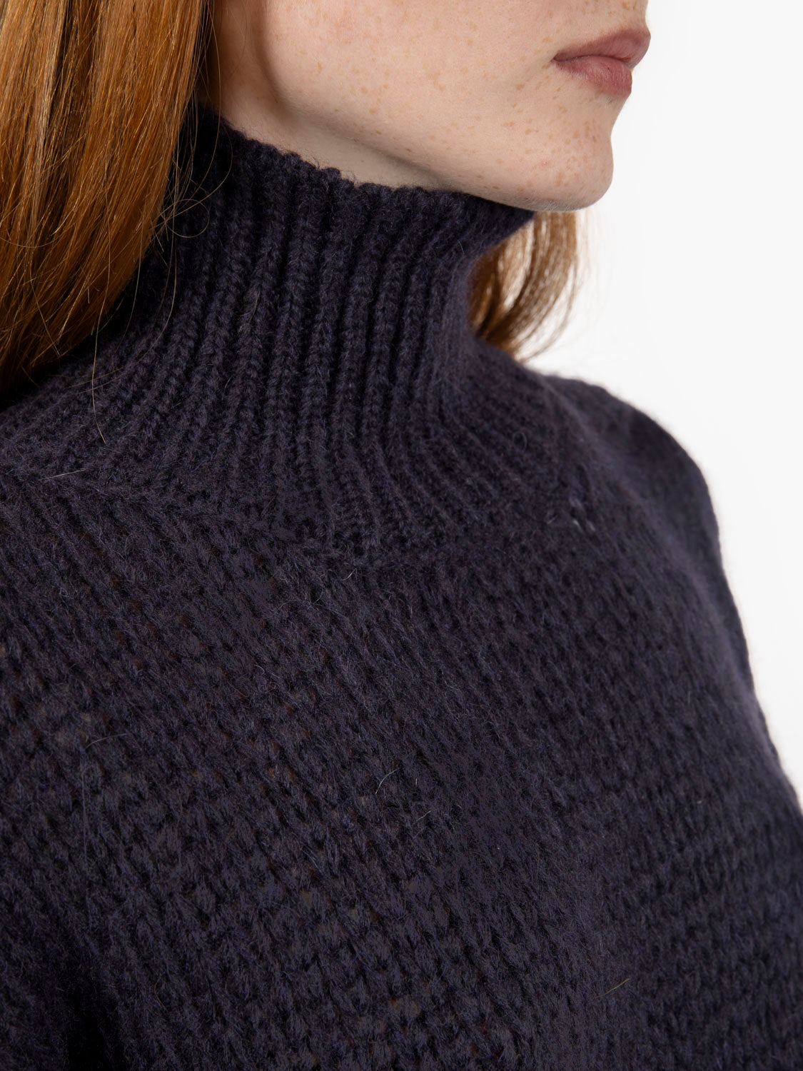 Navy Turtleneck Wool Sweater
