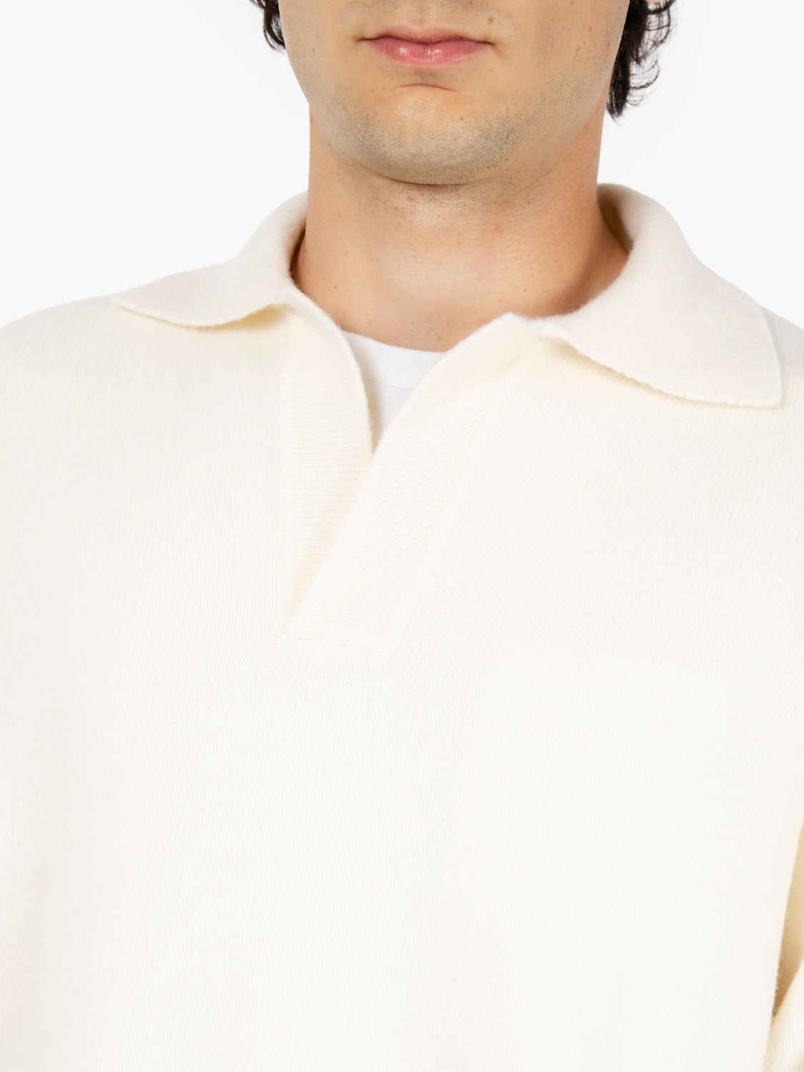 Maglione stile polo over bianco