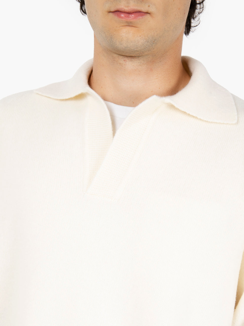 Oversized white polo-style sweater