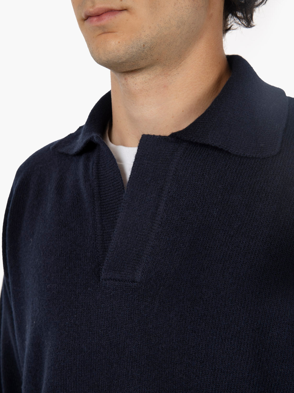 Maglione stile polo over navy