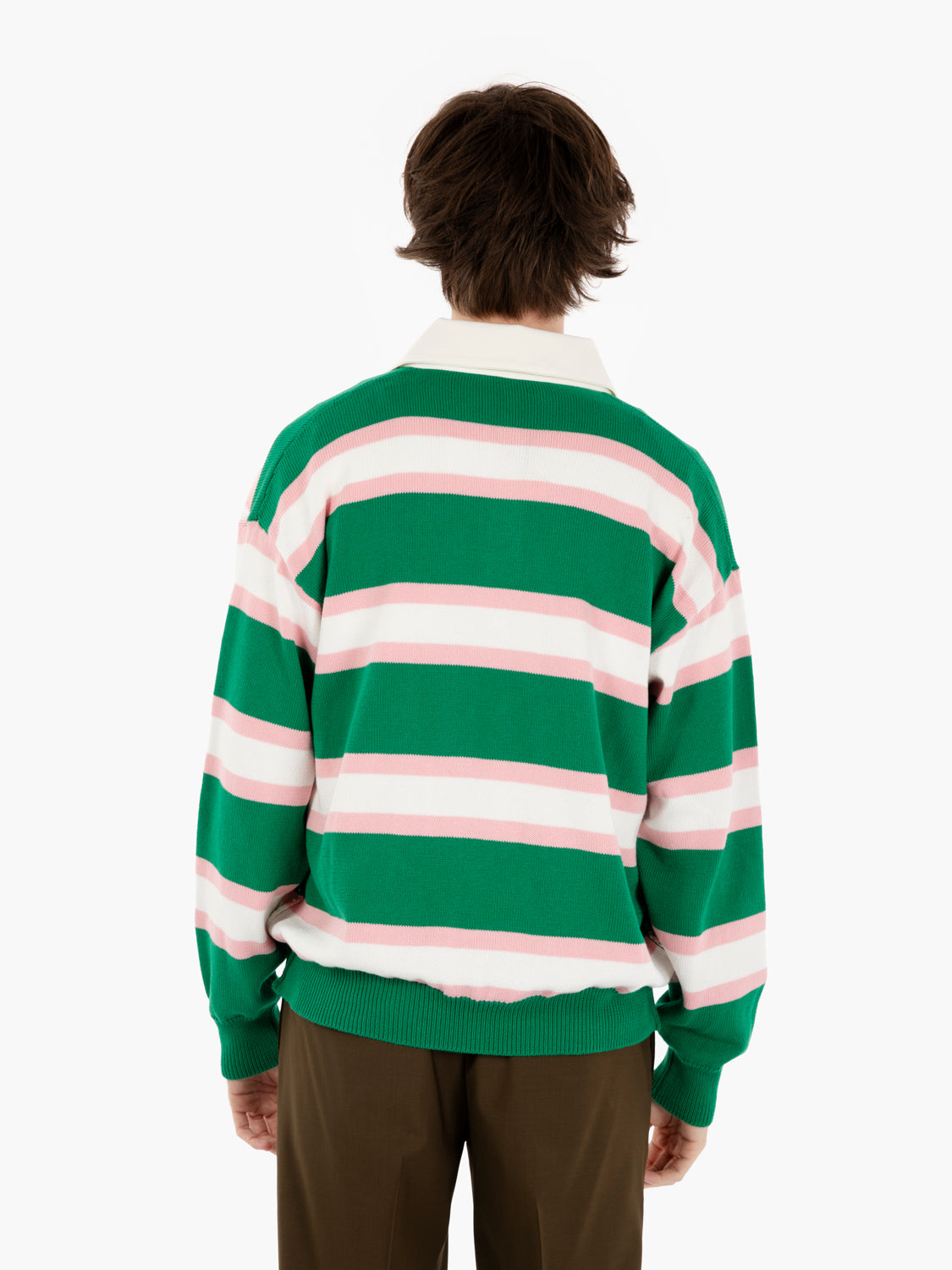 Polo a righe comfy fit smeraldo