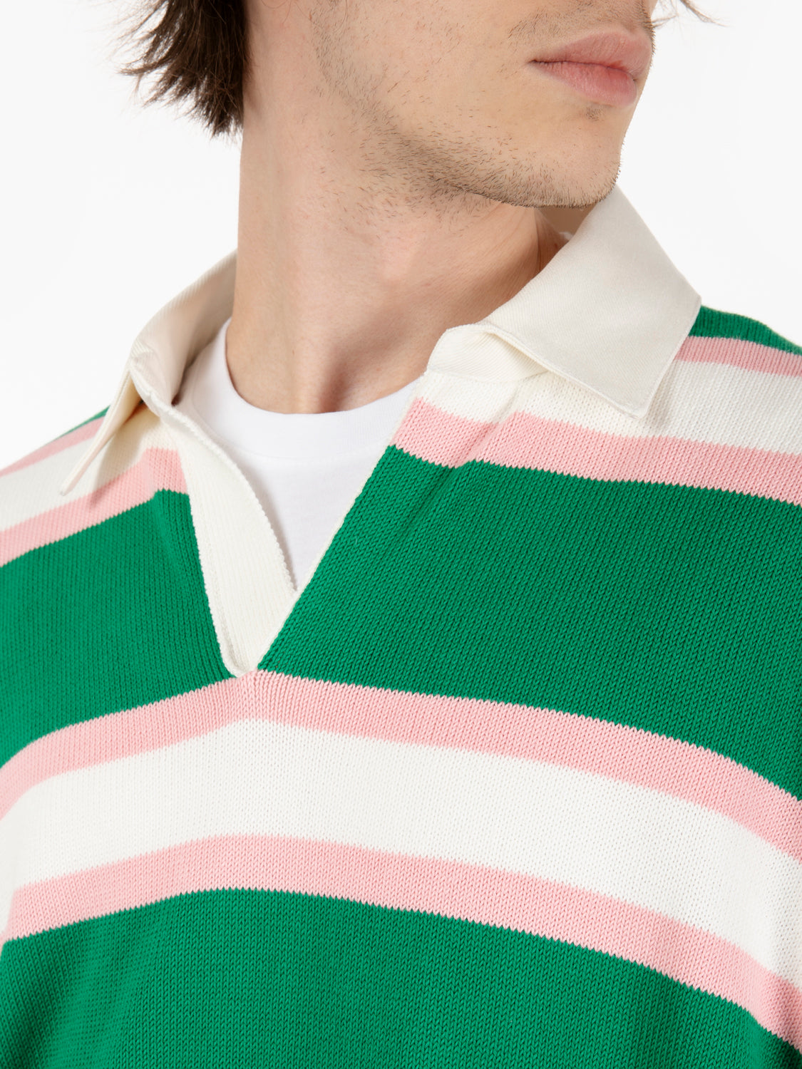 Polo a righe comfy fit smeraldo