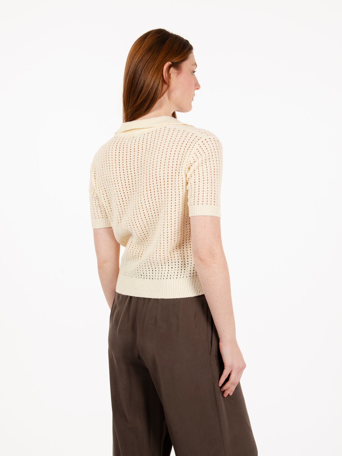 Polo in maglia a rete bianca