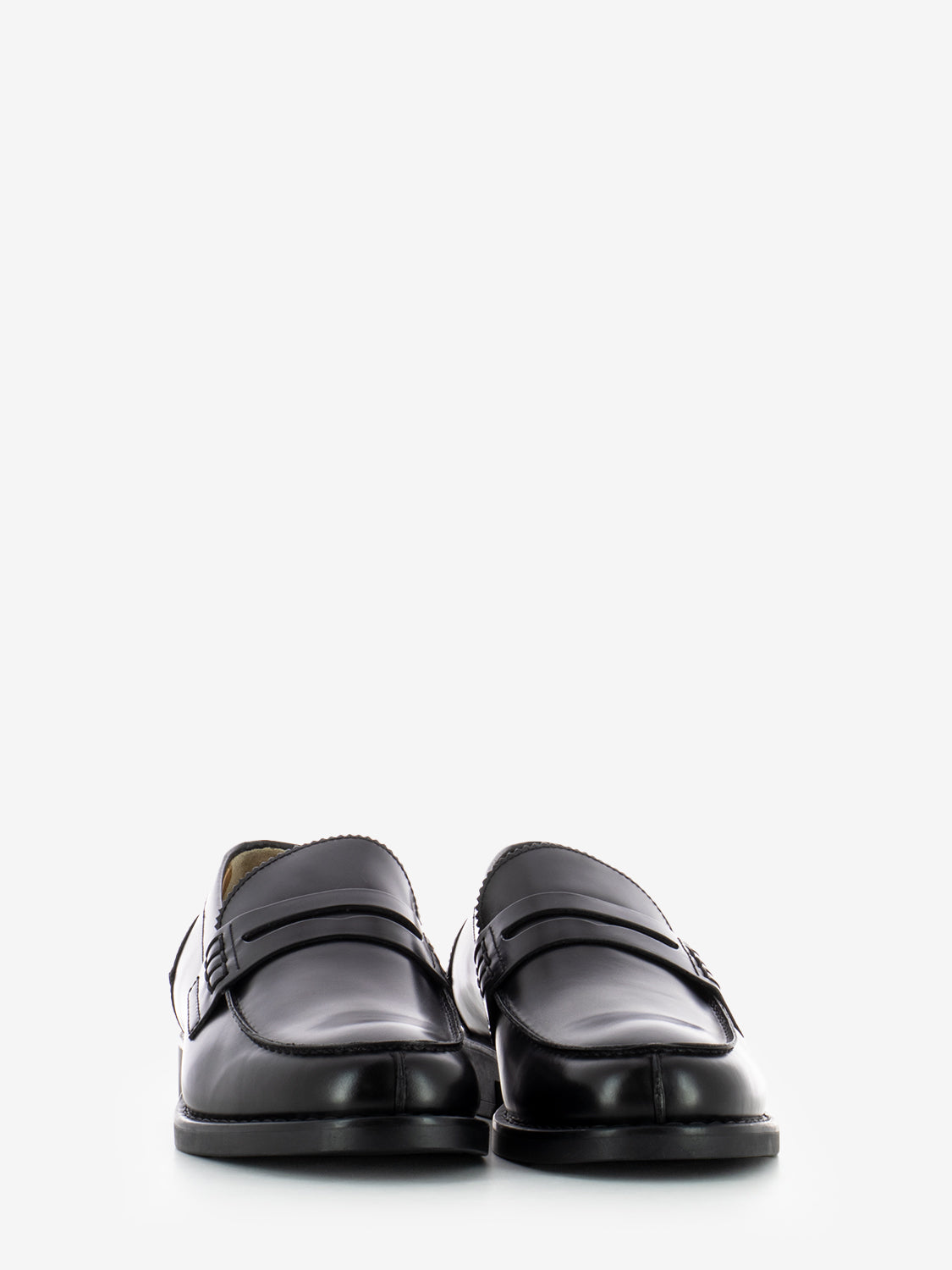 Black brushed leather loafers