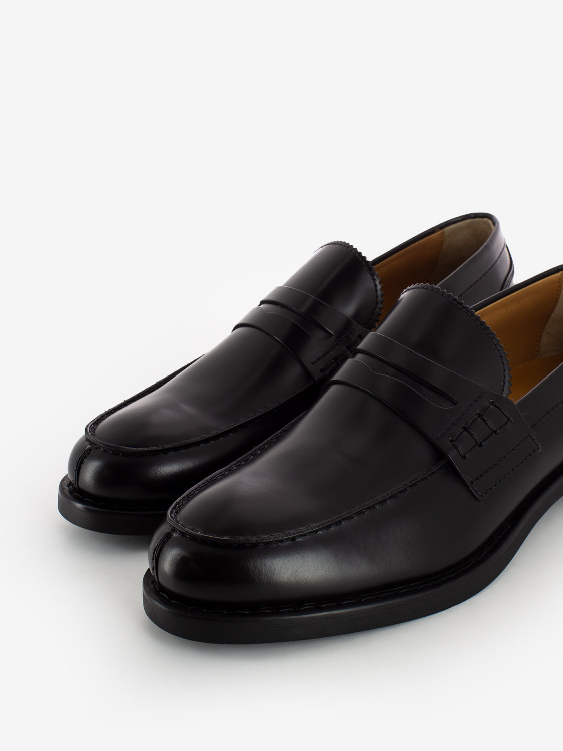 Black brushed leather loafers