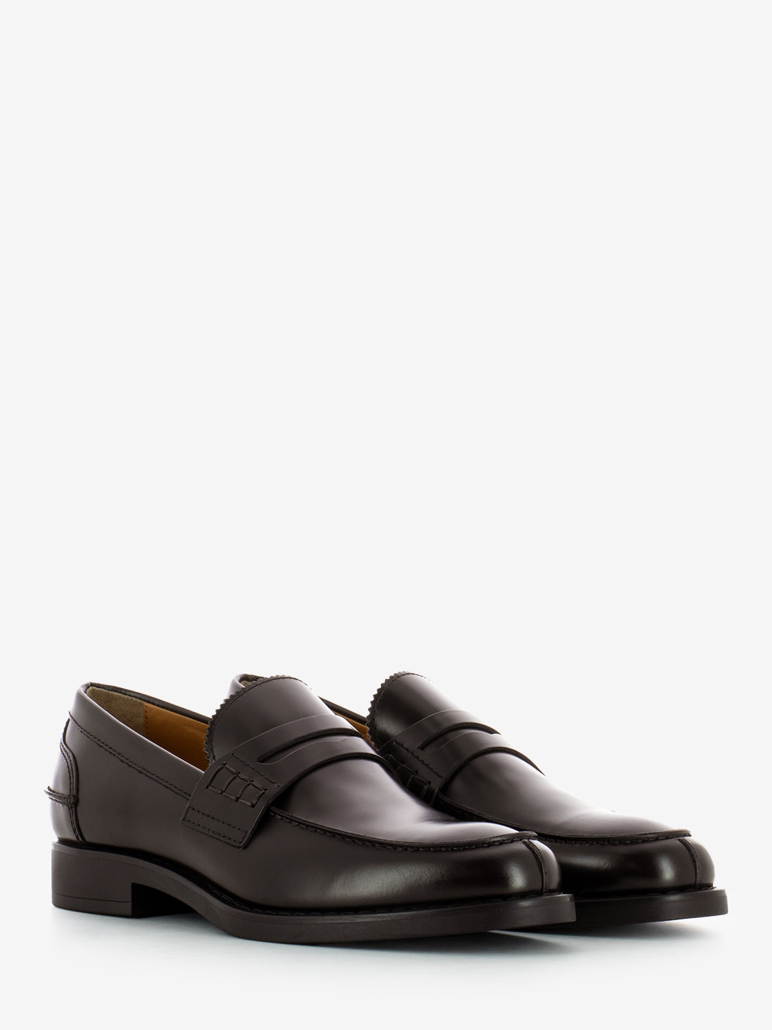 Brushed dark brown leather moccasins