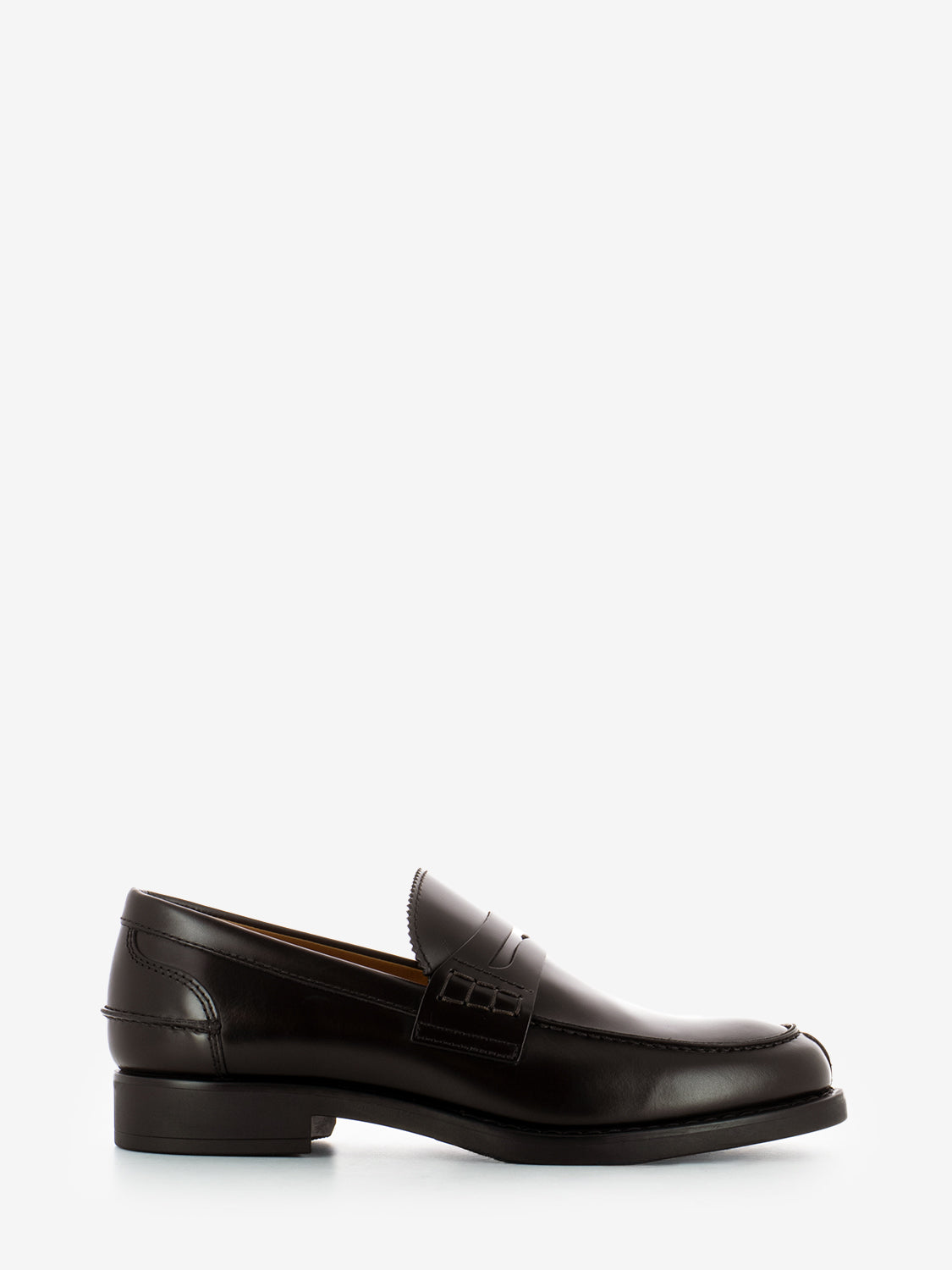 Brushed dark brown leather moccasins