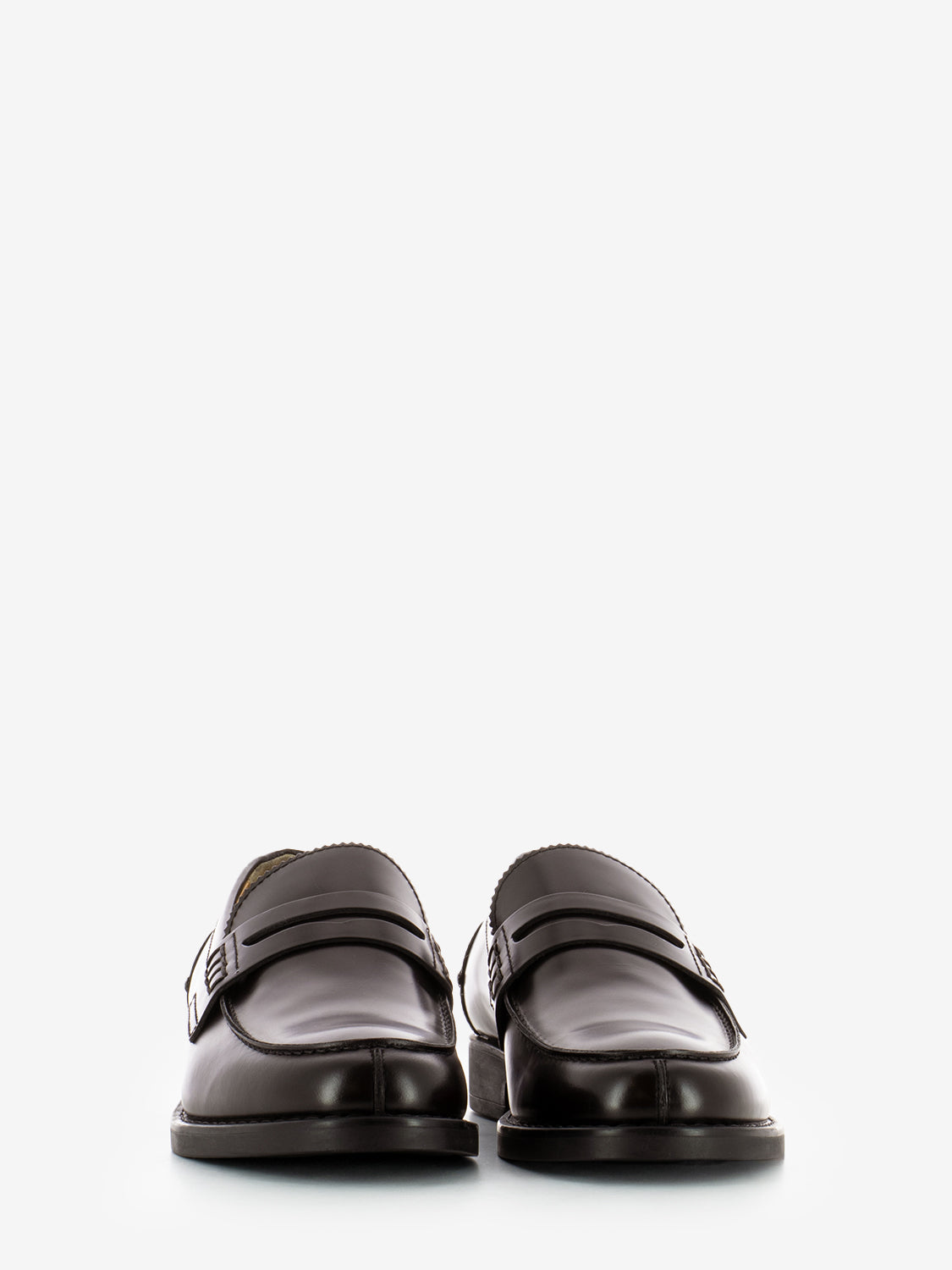 Brushed dark brown leather moccasins